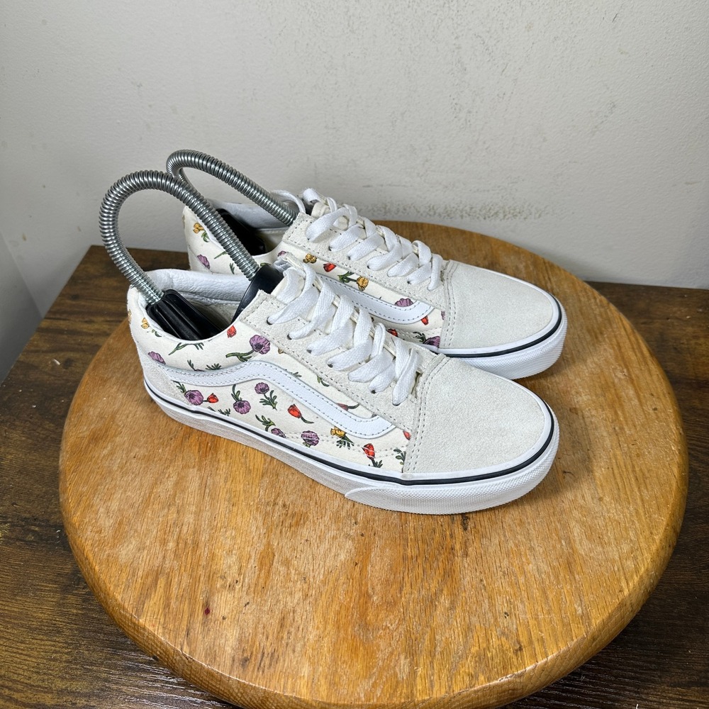 Vans Old Skool Floral Wildflower Cream Suede Canvas Sneakers Womens 5.5 Mens 4.0